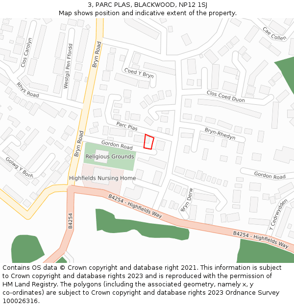 3, PARC PLAS, BLACKWOOD, NP12 1SJ: Location map and indicative extent of plot
