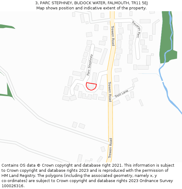 3, PARC STEPHNEY, BUDOCK WATER, FALMOUTH, TR11 5EJ: Location map and indicative extent of plot