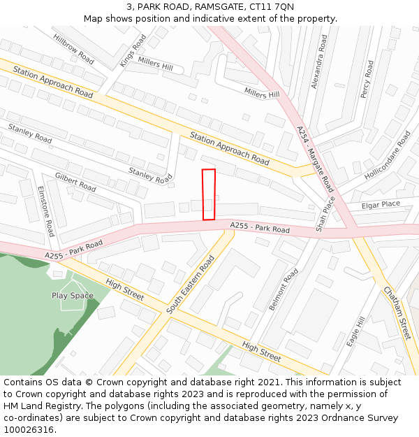 3, PARK ROAD, RAMSGATE, CT11 7QN: Location map and indicative extent of plot