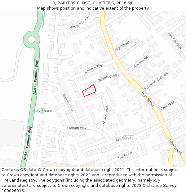 3, PARKERS CLOSE, CHATTERIS, PE16 6JR: Location map and indicative extent of plot