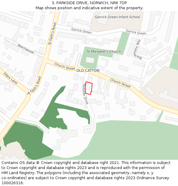 3, PARKSIDE DRIVE, NORWICH, NR6 7DP: Location map and indicative extent of plot