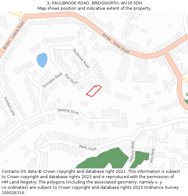 3, PAULBROOK ROAD, BRIDGNORTH, WV16 5DN: Location map and indicative extent of plot