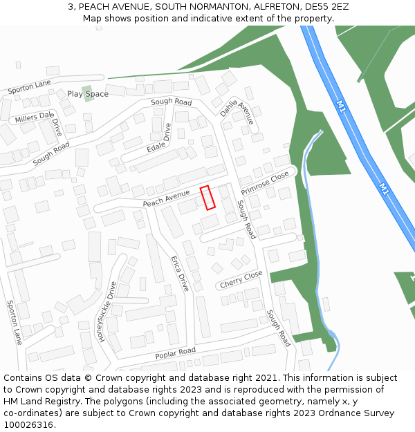 3, PEACH AVENUE, SOUTH NORMANTON, ALFRETON, DE55 2EZ: Location map and indicative extent of plot