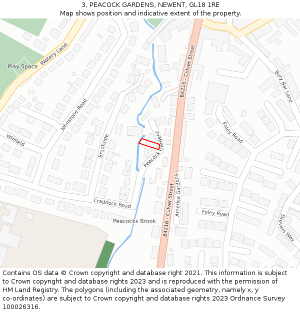 3, PEACOCK GARDENS, NEWENT, GL18 1RE: Location map and indicative extent of plot