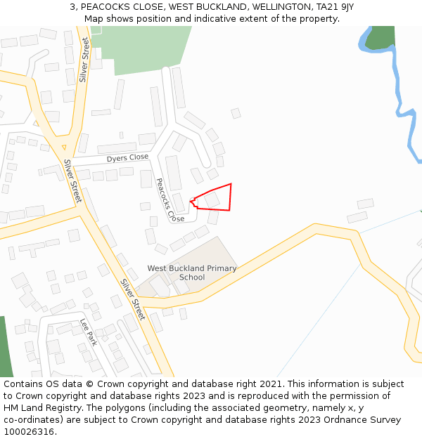 3, PEACOCKS CLOSE, WEST BUCKLAND, WELLINGTON, TA21 9JY: Location map and indicative extent of plot