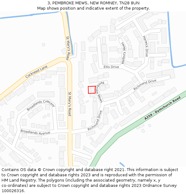 3, PEMBROKE MEWS, NEW ROMNEY, TN28 8UN: Location map and indicative extent of plot