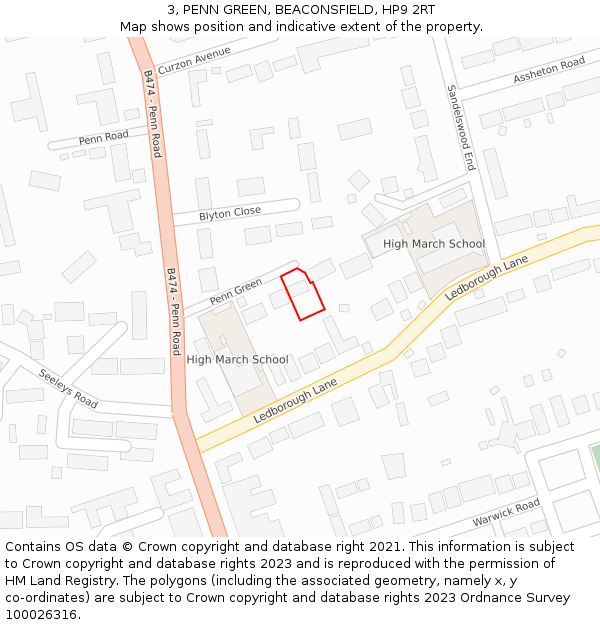 3, PENN GREEN, BEACONSFIELD, HP9 2RT: Location map and indicative extent of plot