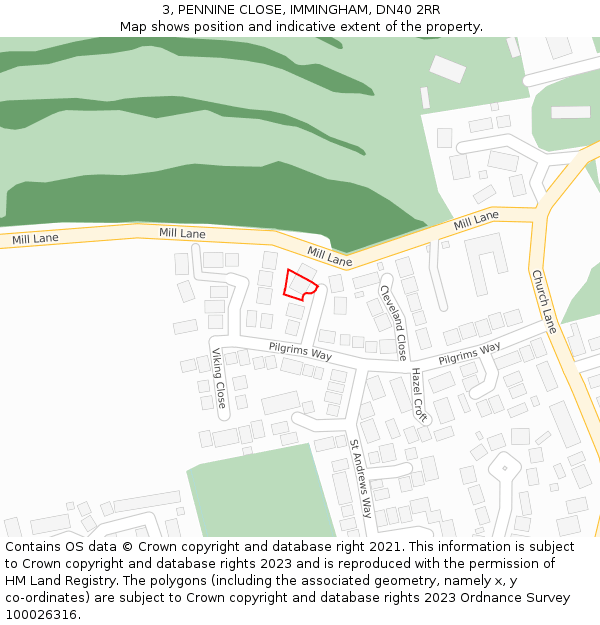 3, PENNINE CLOSE, IMMINGHAM, DN40 2RR: Location map and indicative extent of plot