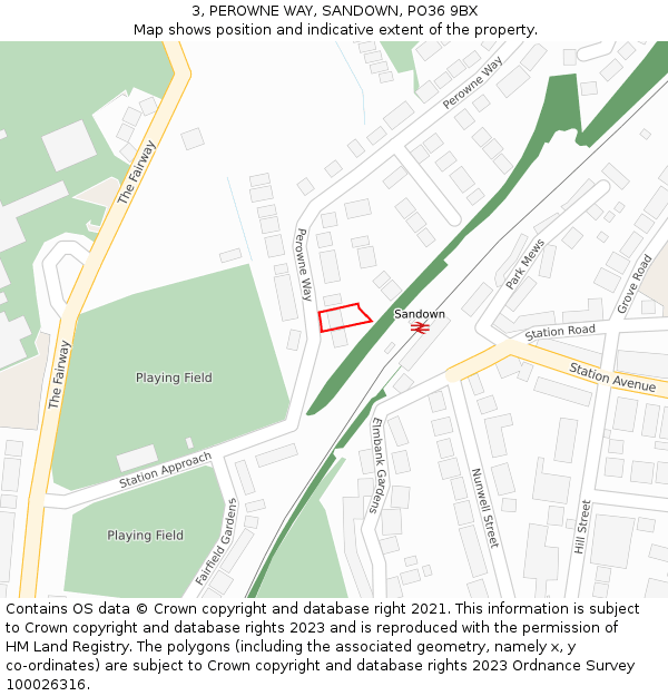 3, PEROWNE WAY, SANDOWN, PO36 9BX: Location map and indicative extent of plot