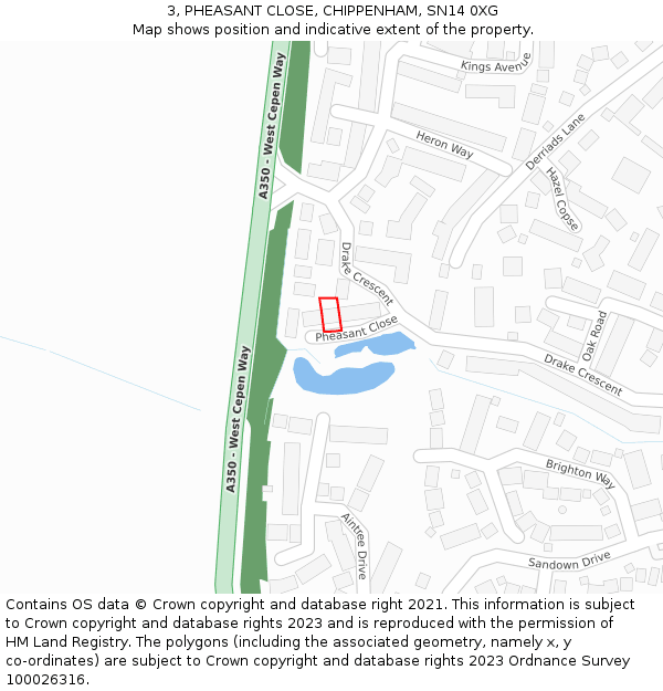 3, PHEASANT CLOSE, CHIPPENHAM, SN14 0XG: Location map and indicative extent of plot