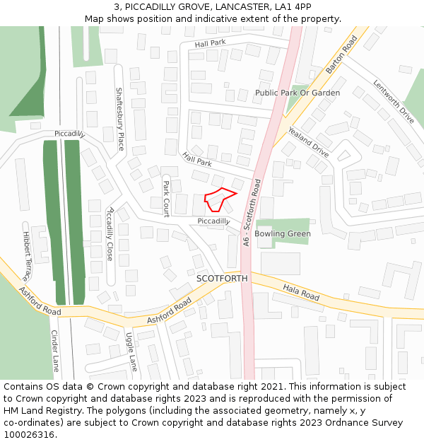 3, PICCADILLY GROVE, LANCASTER, LA1 4PP: Location map and indicative extent of plot