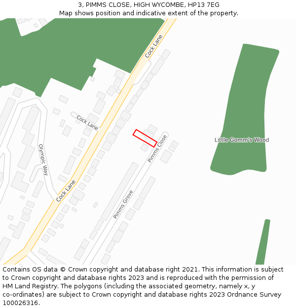 3, PIMMS CLOSE, HIGH WYCOMBE, HP13 7EG: Location map and indicative extent of plot