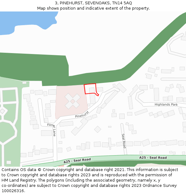 3, PINEHURST, SEVENOAKS, TN14 5AQ: Location map and indicative extent of plot
