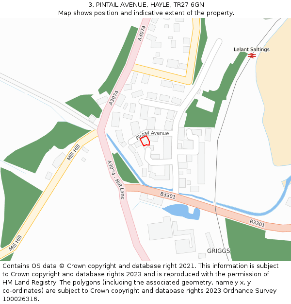 3, PINTAIL AVENUE, HAYLE, TR27 6GN: Location map and indicative extent of plot