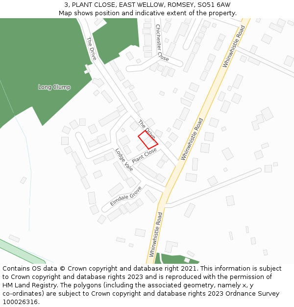 3, PLANT CLOSE, EAST WELLOW, ROMSEY, SO51 6AW: Location map and indicative extent of plot