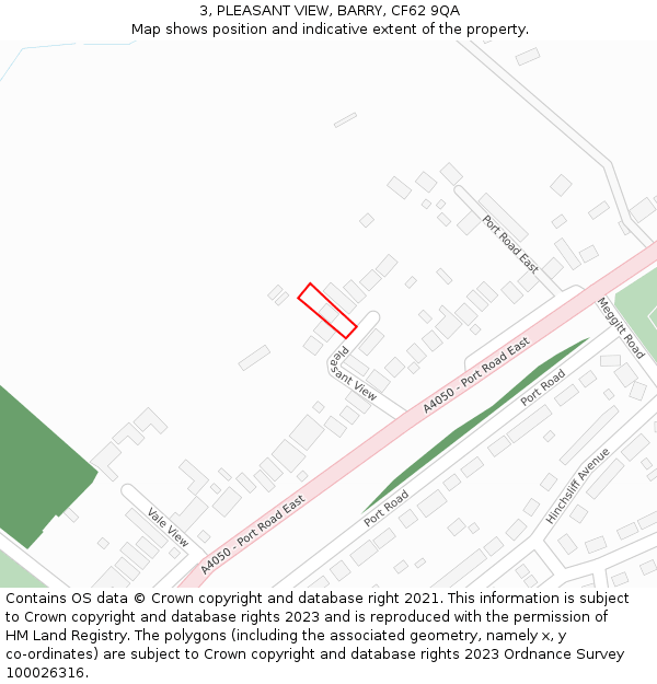 3, PLEASANT VIEW, BARRY, CF62 9QA: Location map and indicative extent of plot