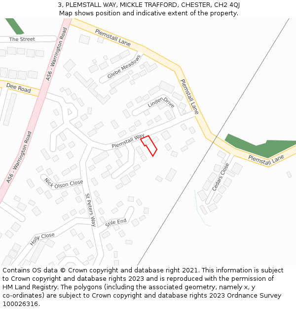 3, PLEMSTALL WAY, MICKLE TRAFFORD, CHESTER, CH2 4QJ: Location map and indicative extent of plot