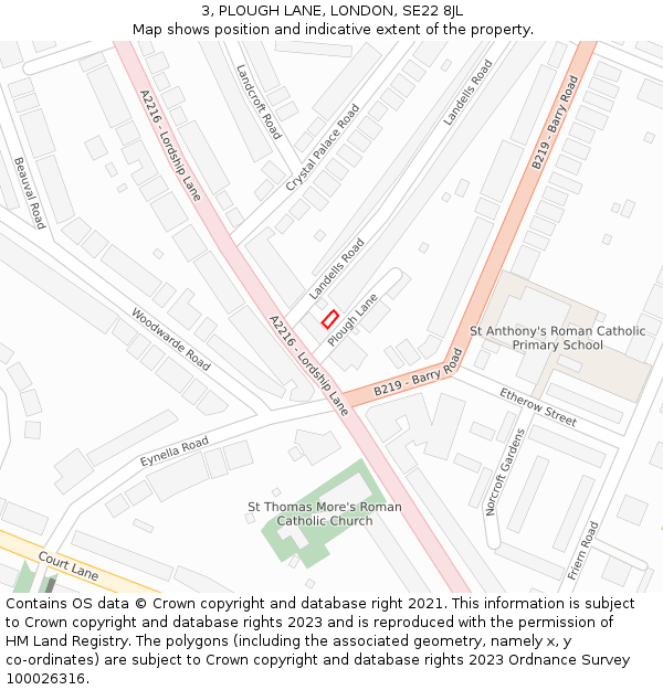 3, PLOUGH LANE, LONDON, SE22 8JL: Location map and indicative extent of plot