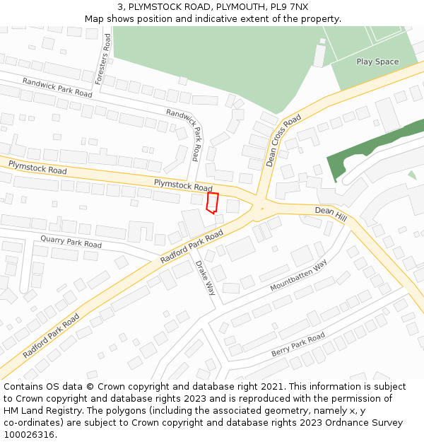 3, PLYMSTOCK ROAD, PLYMOUTH, PL9 7NX: Location map and indicative extent of plot