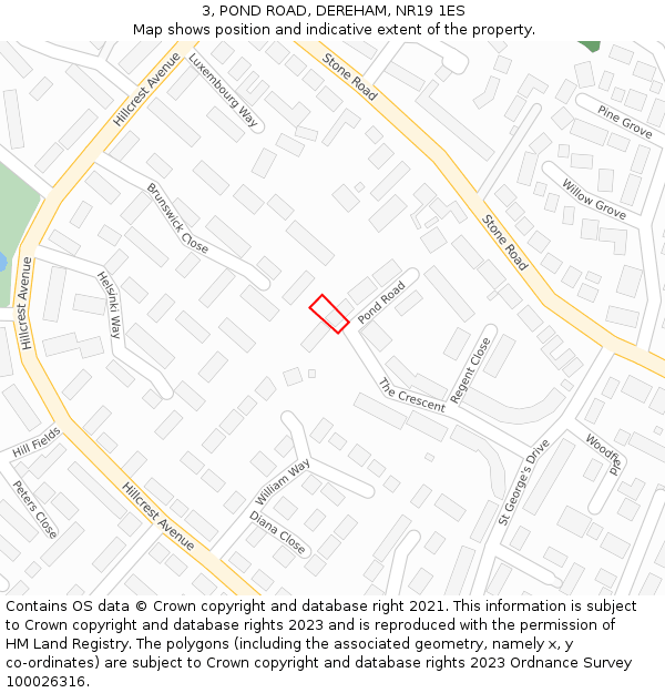 3, POND ROAD, DEREHAM, NR19 1ES: Location map and indicative extent of plot