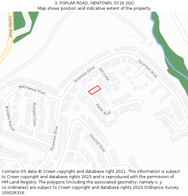 3, POPLAR ROAD, NEWTOWN, SY16 2QG: Location map and indicative extent of plot