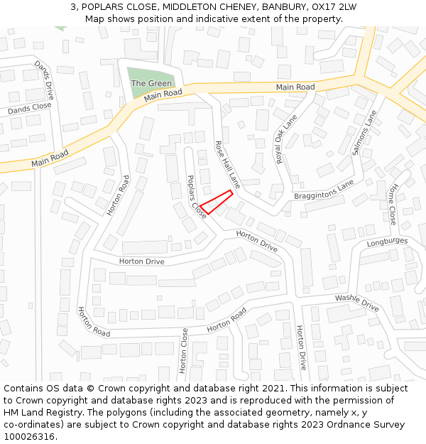 3, POPLARS CLOSE, MIDDLETON CHENEY, BANBURY, OX17 2LW: Location map and indicative extent of plot