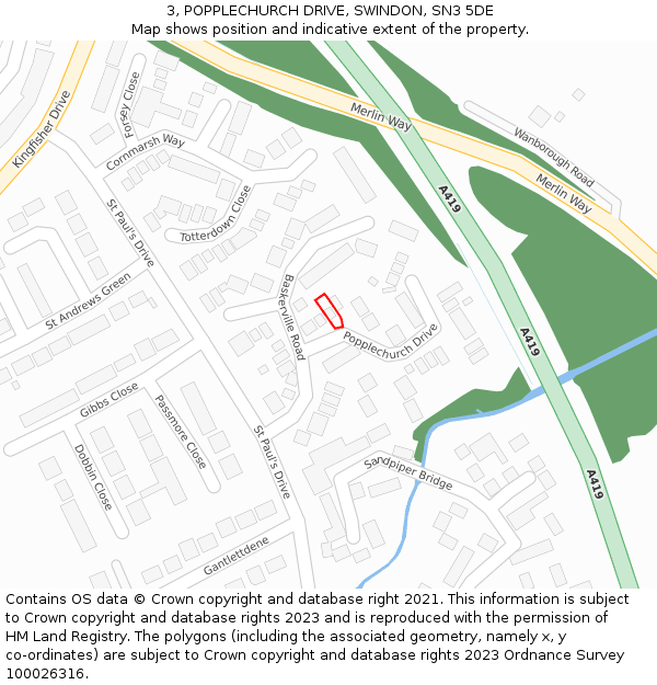 3, POPPLECHURCH DRIVE, SWINDON, SN3 5DE: Location map and indicative extent of plot