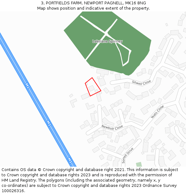 3, PORTFIELDS FARM, NEWPORT PAGNELL, MK16 8NG: Location map and indicative extent of plot