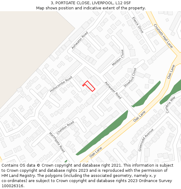 3, PORTGATE CLOSE, LIVERPOOL, L12 0SF: Location map and indicative extent of plot