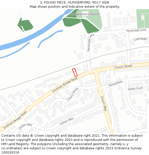 3, POUND PIECE, HUNGERFORD, RG17 0QW: Location map and indicative extent of plot