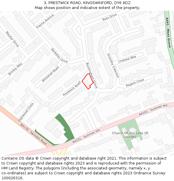 3, PRESTWICK ROAD, KINGSWINFORD, DY6 9DZ: Location map and indicative extent of plot