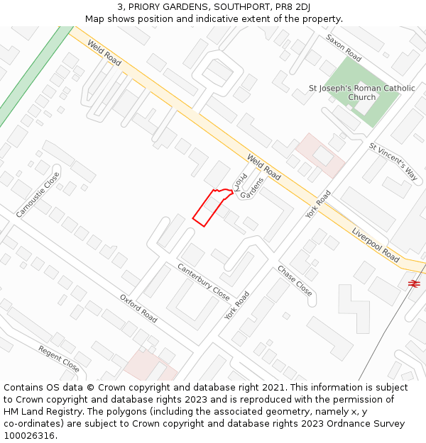 3, PRIORY GARDENS, SOUTHPORT, PR8 2DJ: Location map and indicative extent of plot