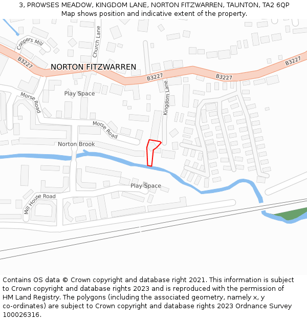 3, PROWSES MEADOW, KINGDOM LANE, NORTON FITZWARREN, TAUNTON, TA2 6QP: Location map and indicative extent of plot