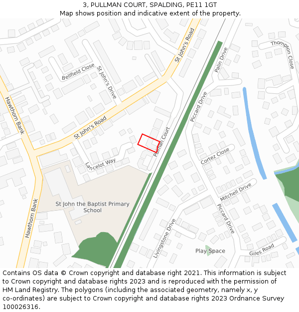 3, PULLMAN COURT, SPALDING, PE11 1GT: Location map and indicative extent of plot