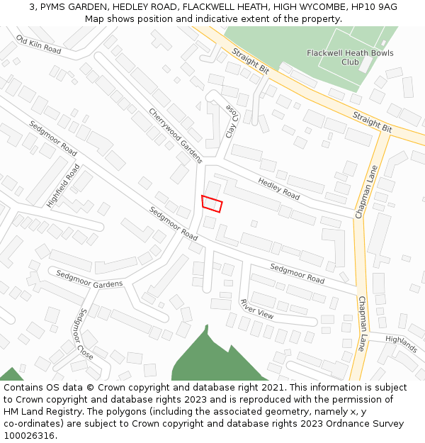 3, PYMS GARDEN, HEDLEY ROAD, FLACKWELL HEATH, HIGH WYCOMBE, HP10 9AG: Location map and indicative extent of plot