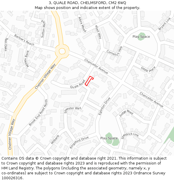 3, QUALE ROAD, CHELMSFORD, CM2 6WQ: Location map and indicative extent of plot