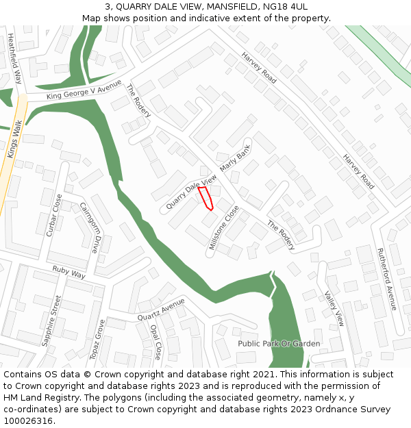 3, QUARRY DALE VIEW, MANSFIELD, NG18 4UL: Location map and indicative extent of plot