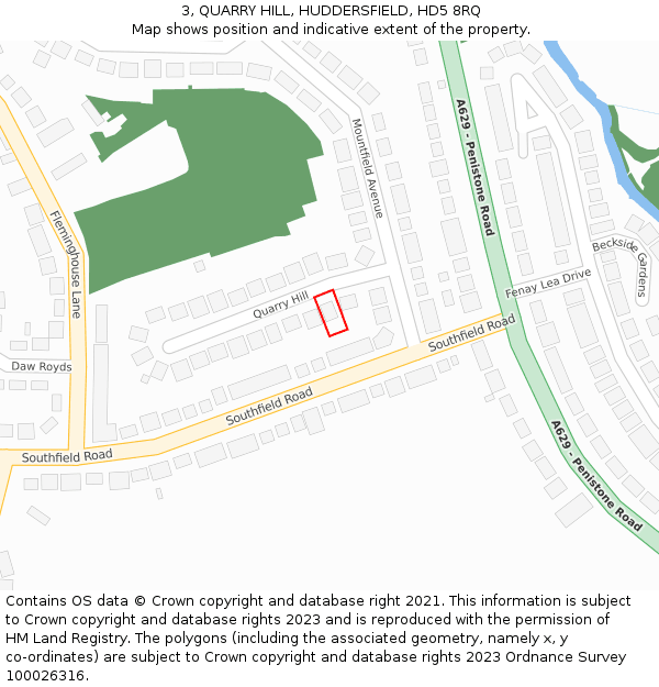 3, QUARRY HILL, HUDDERSFIELD, HD5 8RQ: Location map and indicative extent of plot