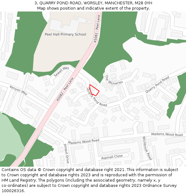 3, QUARRY POND ROAD, WORSLEY, MANCHESTER, M28 0YH: Location map and indicative extent of plot