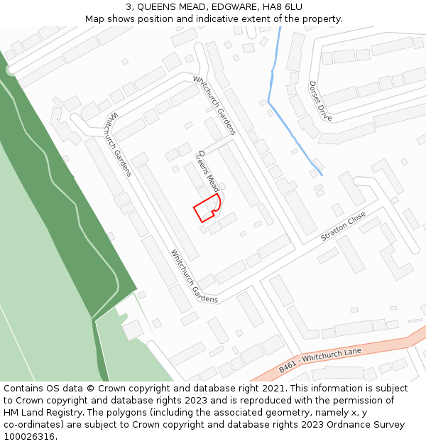 3, QUEENS MEAD, EDGWARE, HA8 6LU: Location map and indicative extent of plot