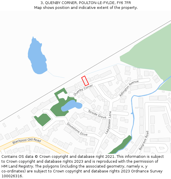 3, QUENBY CORNER, POULTON-LE-FYLDE, FY6 7FR: Location map and indicative extent of plot