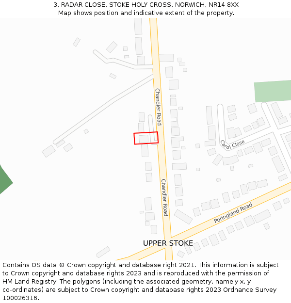 3, RADAR CLOSE, STOKE HOLY CROSS, NORWICH, NR14 8XX: Location map and indicative extent of plot