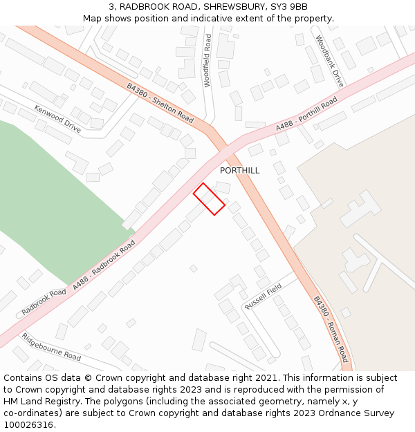 3, RADBROOK ROAD, SHREWSBURY, SY3 9BB: Location map and indicative extent of plot
