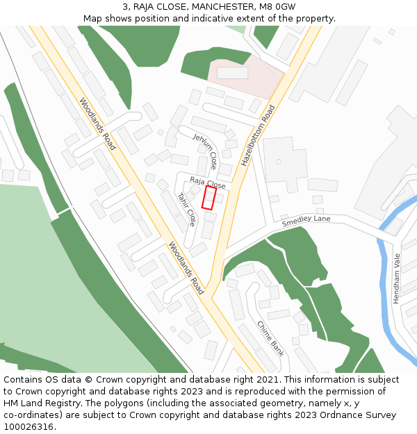 3, RAJA CLOSE, MANCHESTER, M8 0GW: Location map and indicative extent of plot