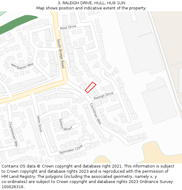 3, RALEIGH DRIVE, HULL, HU9 1UN: Location map and indicative extent of plot