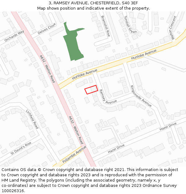 3, RAMSEY AVENUE, CHESTERFIELD, S40 3EF: Location map and indicative extent of plot