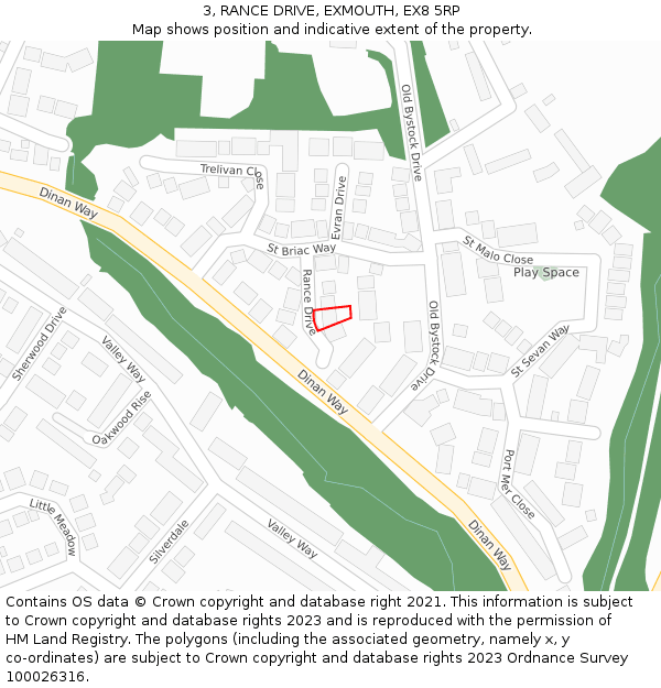 3, RANCE DRIVE, EXMOUTH, EX8 5RP: Location map and indicative extent of plot