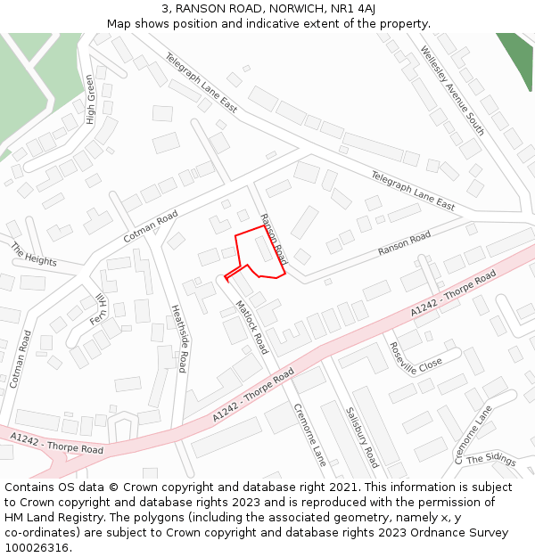 3, RANSON ROAD, NORWICH, NR1 4AJ: Location map and indicative extent of plot