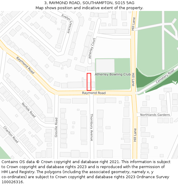 3, RAYMOND ROAD, SOUTHAMPTON, SO15 5AG: Location map and indicative extent of plot