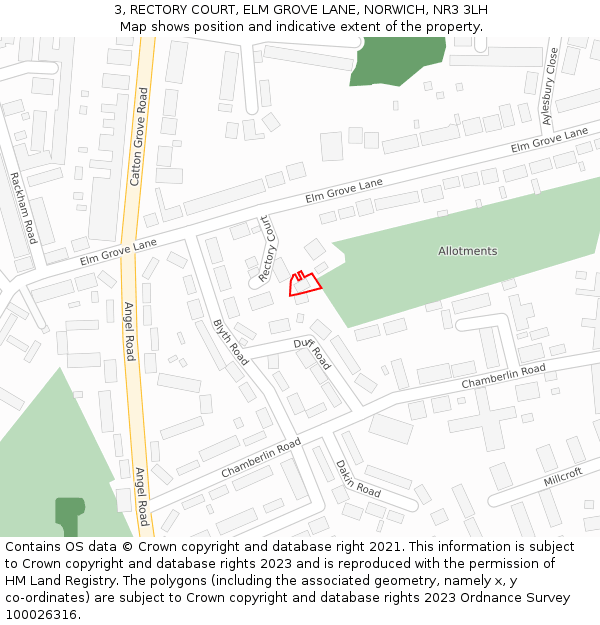 3, RECTORY COURT, ELM GROVE LANE, NORWICH, NR3 3LH: Location map and indicative extent of plot